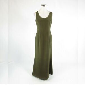 Naeem Khan green silk maxi dress 8